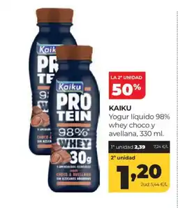Alimerka KAIKU Yogur líquido 98% whey choco y avellana oferta