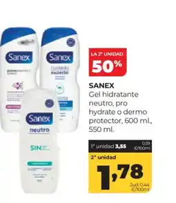 Alimerka SANEX Gel hidratante neutro, pro hydrate o dermo protector oferta