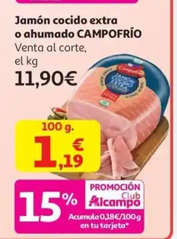 Alcampo CAMPOFRÍO Jamón cocido extra o ahumado oferta