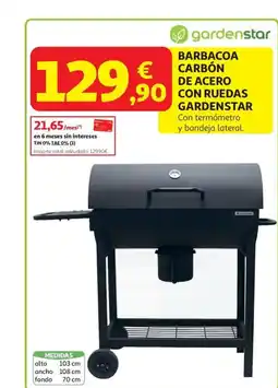 Alcampo GARDENSTAR Barbacoa carbón de acero con ruedas oferta