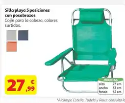 Alcampo Silla playa 5 posiciones con posabrazos oferta