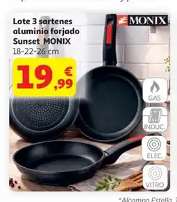 Alcampo MONIX Lote 3 sartenes aluminio forjado Sunset oferta