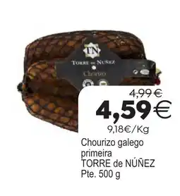 Plenus Supermercados TORRE DE NUÑEZ Chourizo galego primeira oferta
