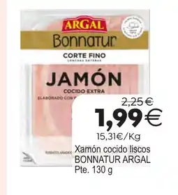 Plenus Supermercados ARGAL Xamón cocido liscos bonnatur oferta