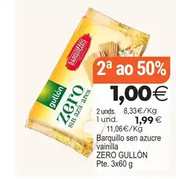 Plenus Supermercados ZERO GULLÓN Barquillo sen azucre vainilla oferta