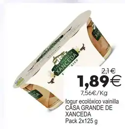 Plenus Supermercados CASA GRANDE DE XANCEDA logur ecolóxico vainilla oferta