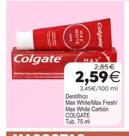 Plenus Supermercados COLGATE Dentifrico Max White/Max Fresh/ Max White Carbón oferta