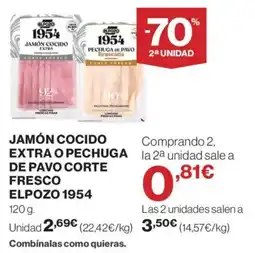 Supercor ELPOZO 1954 Jamón cocido extra o pechuga de pavo corte fresco oferta