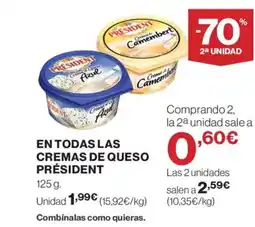 Supercor PRÉSIDENT En todas las cremas de queso oferta