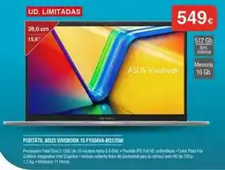 Milar Asus - portatil wvobook 15 f1594va8012sw oferta