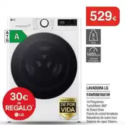Milar Lg - lavadora f4wr6010a14w oferta