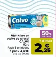 Carrefour Market Calvo - atun claro en aceite de girasol oferta