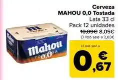 Carrefour Market Mahou - cerveza 0,0 tostada oferta