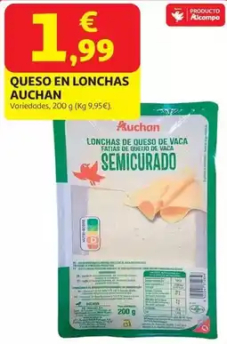 Alcampo Q vaca semicurado light auchan lonchas 200 g oferta