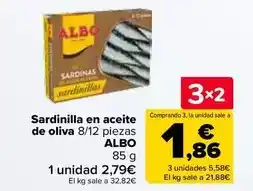 Carrefour Market Albo - sardinilla en aceite de oliva 8/12 piezas oferta