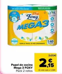 Carrefour Market Foxy - papel de cocina mega 3 oferta