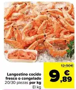 Carrefour Langostino cocido fresco o congelado 20/30 piezas por kg oferta