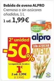 Alcampo Bebida avena 0% azucar alpro caja 6x1l oferta