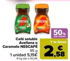 Carrefour Nescafé - cafe soluble avellana o caramelo oferta