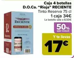 Carrefour Reciente - caja 4 botellas d.o.ca. rioja oferta