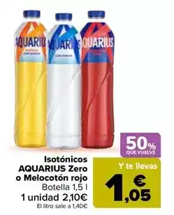 Carrefour Aquarius - isotónicas zero o melocotón rojo oferta