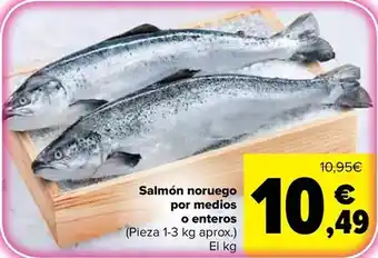 Carrefour Salmon noruego por medios o enteros oferta