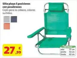 Alcampo Silla playa 53x62x77cm 5 pos.c/posabrazos verde&blanco oferta