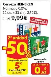 Alcampo Cerveza heineken pack 12 latas x 33 cl oferta
