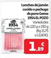 Alcampo Jamon cocido elpozo corte fresco 1954 lonchas 120g oferta