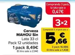 Carrefour Mahou - cerveza sin oferta