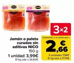 Carrefour Nico - jamón o paleta curados sin aditivos oferta