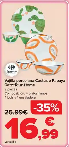 Carrefour Carrefour home - vajilla porcelana cactus o papaya oferta