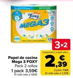 Carrefour Foxy - papel de cocina mega 3 oferta
