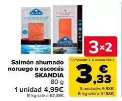 Carrefour Skandia - salmón ahumado noruego o escoces oferta