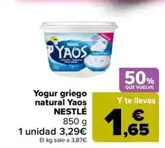Carrefour Nestlé - yogur griego natural yaos oferta