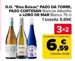 Carrefour D.o. rias baixas pazo da torre, pazo cortesan blancos albarino o lobo de mar blanco 75 cl oferta