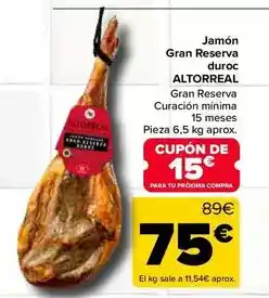 Carrefour Altorreal - jamon gran reserva duroc oferta