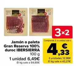 Carrefour Ibersierra - jamon o paleta gran reserva 100% duroc oferta