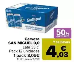 Carrefour San miguel - cerveza 0,0 oferta