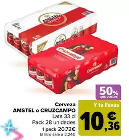 Carrefour Cruzcampo / amstel - cerveza oferta