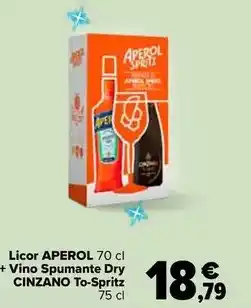 Carrefour Licor aperol 70 cl + vino spumante dry cinzano to-spritz 75 cl oferta