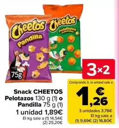 Carrefour Cheetos - snack pelotazos 130 g (1) o pandilla 75 g (1) oferta