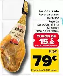 Carrefour Elpozo - jamon curado reserva duroc oferta