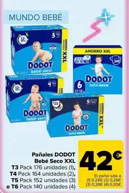 Carrefour Dodot - pañales bebé seco xxl t3, t4, t5 o t6 oferta