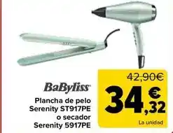 Carrefour Babyliss - plancha de pelo serenity st917pe o secador serenity 5917pe oferta