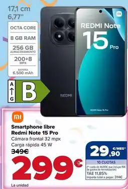 Carrefour Xiaomi - smartphone libre redmi note 15 pro oferta