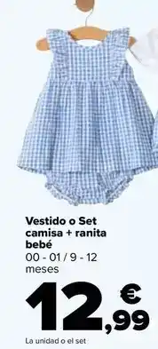 Carrefour Tex - vestido o set camisa + ranita bebe oferta
