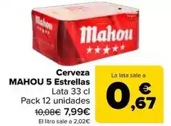 Carrefour Mahou - cerveza 5 estrellas oferta