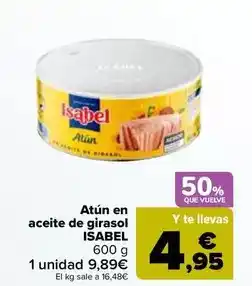 Carrefour Isabel - atun en aceite de girasol oferta
