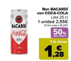 Carrefour Bacardi - ron con coca-cola oferta